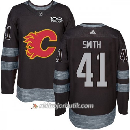 Män Ishockey Calgary Flames Tröja Mike Smith 41 1917-2017 100th Anniversary Adidas Svart Authentic